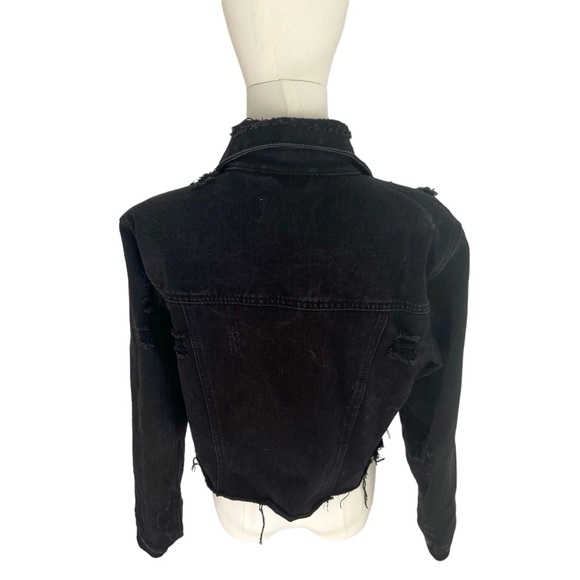 Ci Sono Jean Jacket Cropped Distressed Jeans Coat - Picture 10 of 11